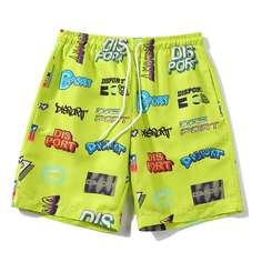 Мужские шорты с текстовым принтом на кулиске Shein