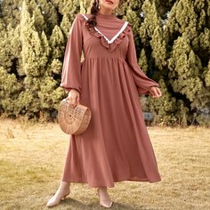 с оборками Повседневный Платья размер плюс Shein