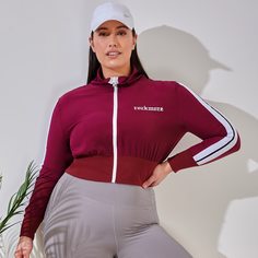 Боковая полоса Полосатый Спортивные топы размера плюс Shein