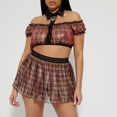 Комплетк сетчатого нижнего белья размера плюс в клетку Shein