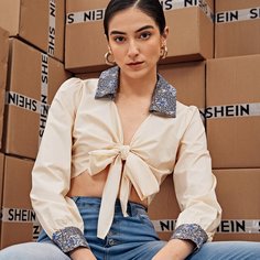 Топ с принтом растений Shein