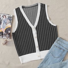Кардиган в клетку с пуговицами Shein