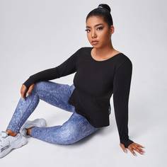 Разрез Одноцветный Спортивные топы размера плюс Shein