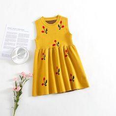 Фрукты и овощи Повседневный Трикотажные платья для девочек Shein