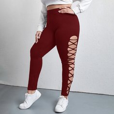 Леггинсы размера плюс с разрезом Shein