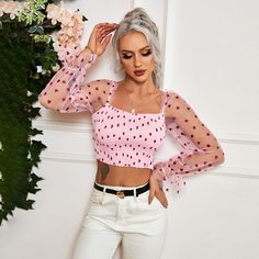 с оборками Сердечко Бохо Женские топы Shein