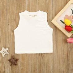 Однотонный жилет с круглым вырезом для девочек Shein
