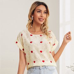 Жаккардовый топ с принтом сердца Shein