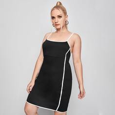 Контрастная отделка Повседневный Платья размер плюс Shein