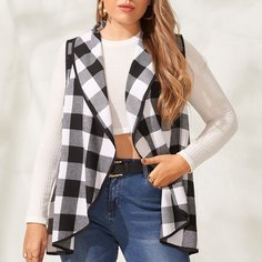 Клетка Повседневный Плюс размеры пальто Shein
