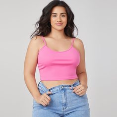 Большой однотонный короткий топ на подтяжках Shein