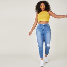 на пуговицах Одноцветный Джинсы размер плюс Shein