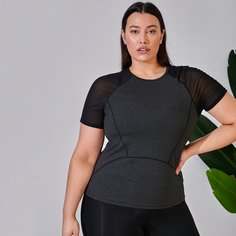 Спортивная футболка размера плюс с сетчатым рукавом Shein