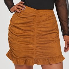 С оборками Одноцветный Элегантный Юбки размер плюс Shein