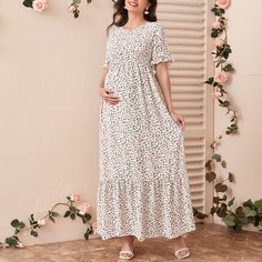 Платье для кормящих с цветочным принтом и молнией для беременных Shein
