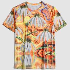 Мужская футболка с цветочным принтом Shein