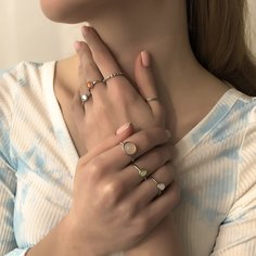 8шт кольцо с камнем Shein