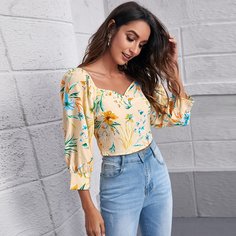Цветочный Бохо Блузы Shein