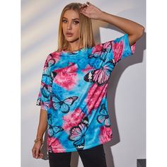 Футболка с принтом бабочки Shein