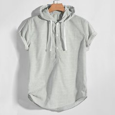 Мужская рубашка в полоску с капюшоном Shein