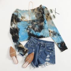Трикотажная короткая футболка размера плюс Shein