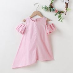 Контрастное асимметричное платье в полоску для девочек Shein