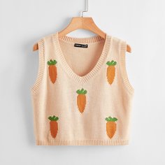 Жилет-свитер с морковным рисунком Shein