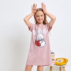 Мультяшный принт милый Домашняя одежда для девочек Shein
