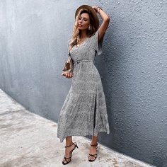 на кулиске Принт Бохо Платье Shein