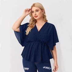 Блузка размера плюс в горошек Shein