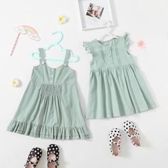 1шт плиссированное платье для девочек Shein