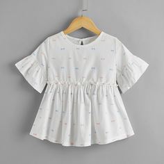 Блузка с принтом банта для девочек Shein