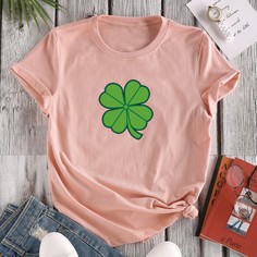 Футболка с клеверным принтом Shein