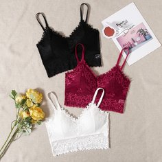 3 пакета бюстгальтер с цветочным кружевом Shein