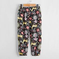 Брюки с оригинальным принтом для девочек Shein