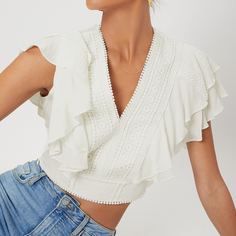 Кружевной короткий топ Shein