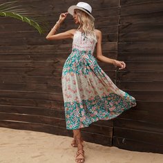 Платье на бретельках с цветочным принтом Shein