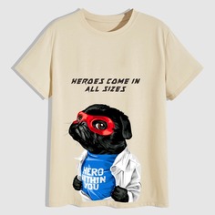 С карикатурой Институтский Мужские футболки Shein