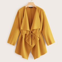 Пальто размера плюс с каскадным воротником и поясом Shein