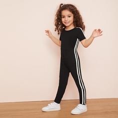 Комбинезон-футболка с полосками для девочек Shein