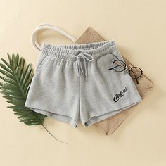 Шорты на кулиске с текстовой вышивкой Shein