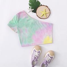 Разноцветный топ на одно плечо для девочек Shein