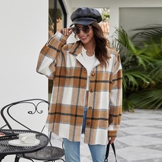 Пальто в клетку с пуговицами Shein