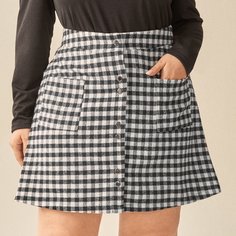 с карманами Клетка Повседневный Юбки размер плюс Shein