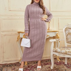 Одноцветный Повседневный Свитер-платье размер плюс Shein