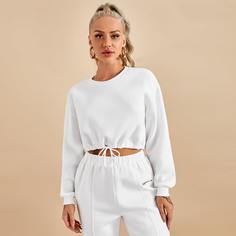 на кулиске Ровный цвет Повседневный Свитшоты Shein