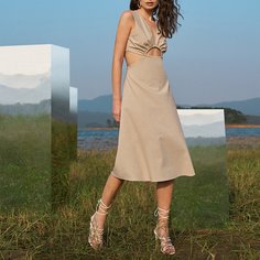 с разрезом Одноцветный Элегантный Платье Shein