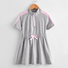 на молнии Контрастный цвет Повседневный Платья для девочек Shein
