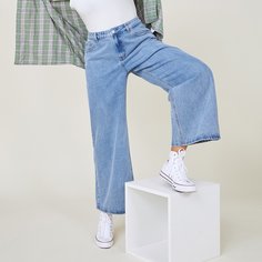 на пуговицах Одноцветный Джинсы размер плюс Shein