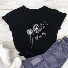 Футболка с принтом одуванчика Shein